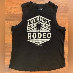 RANK 45® Women's American Rodeo Steer Head Graphic Tank Top Sz M 100% Cotton